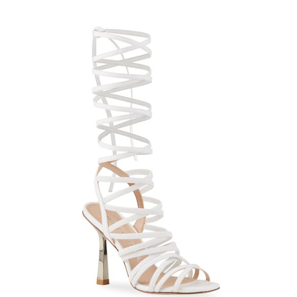 Stuart Weitzman Jaxie 100 Strappy High Heel Sandals White Size 6 - Picture 1 of 17